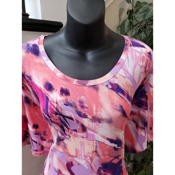 LOGO by Lori Goldstein Dress Women 2X Multicolor Midi Stretch Soft Knit Casual - Picture 6 of 15